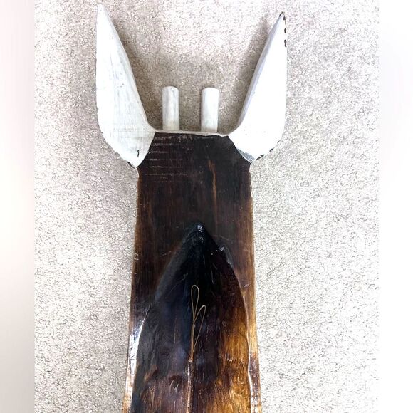 40” Wooden Wall Mask Tribal African Zebra Plaque Hanging Hand Carved Wood Decor - Picture 8 of 12